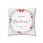 Festive Pillowcase, Holiday Home Decor, Christmas New Year Gift, Square Poly Canvas Pillow Cover, Vibrant Festive Atmosphere