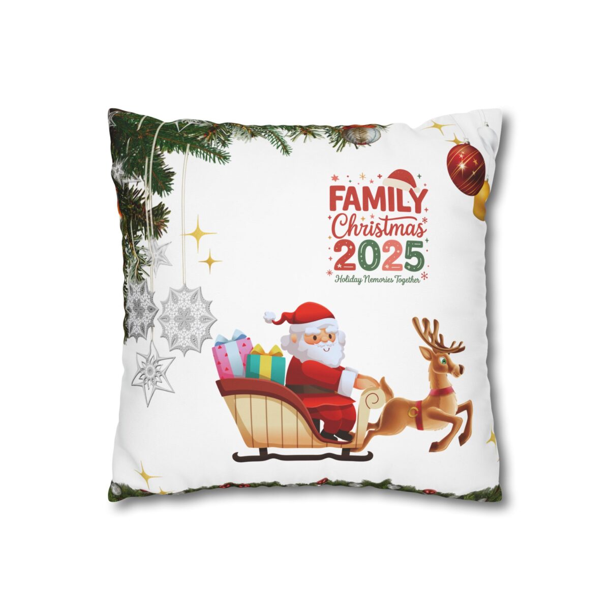 Festive Pillowcase, Holiday Home Decor, Christmas New Year Gift, Square Poly Canvas Pillow Cover, Vibrant Festive Atmosphere - Image 3