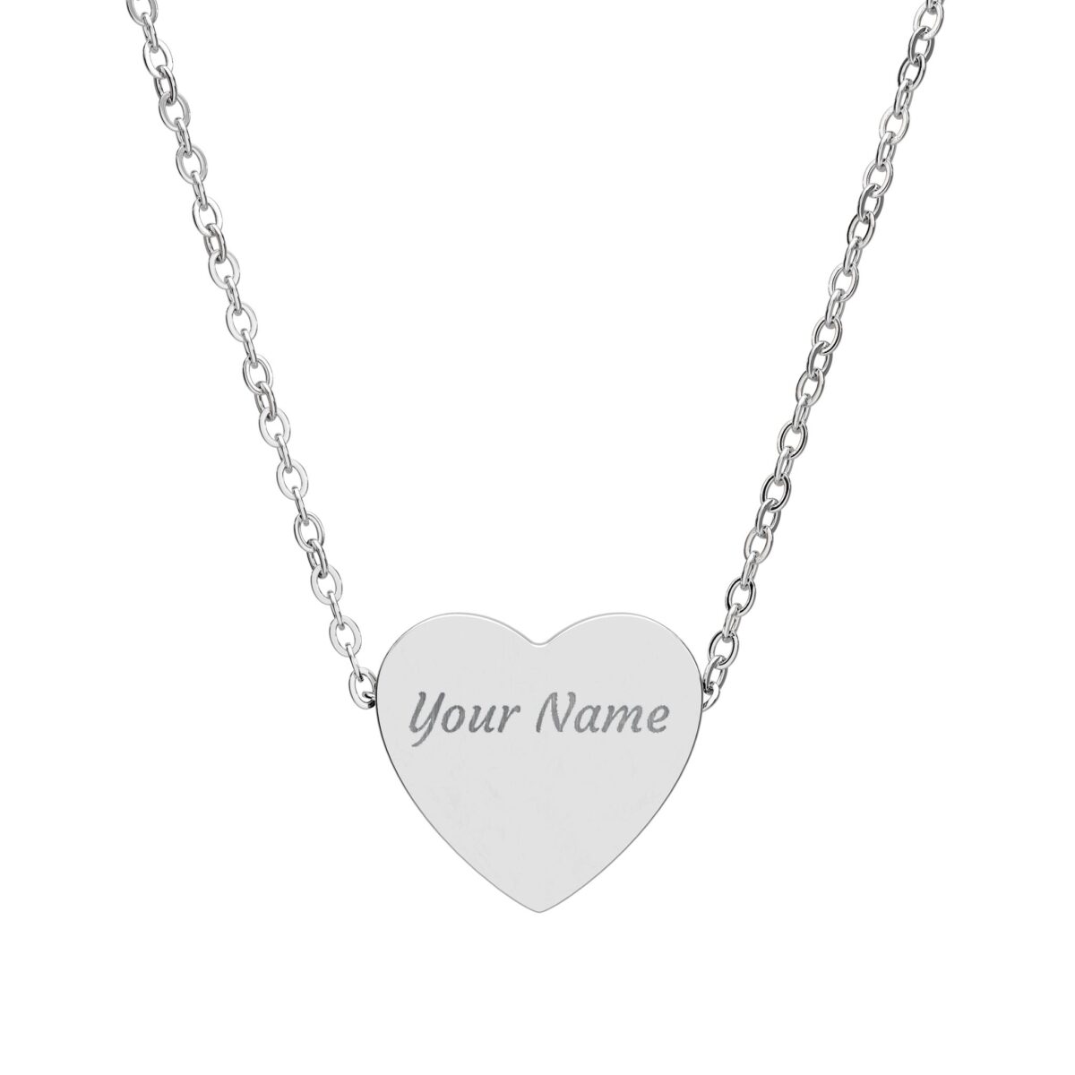 Engraved Heart Necklace, Personalized Stainless Steel Jewelry for Anniversary, Birthday - Gift for Her, Hypoallergenic Pendant, Layering - Image 1