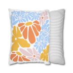 Square Pillowcase, Floral and Striped Design, Home Decor Accent, Housewarming Gift, Vibrant Polyester Cushion Cover, Dorm Room Decoration - Image 18