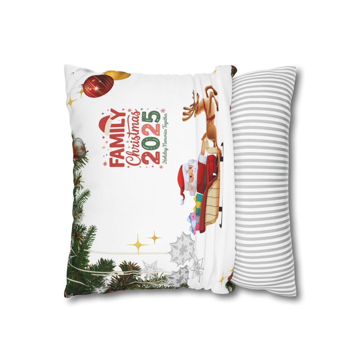 Festive Pillowcase, Holiday Home Decor, Christmas New Year Gift, Square Poly Canvas Pillow Cover, Vibrant Festive Atmosphere - Image 4