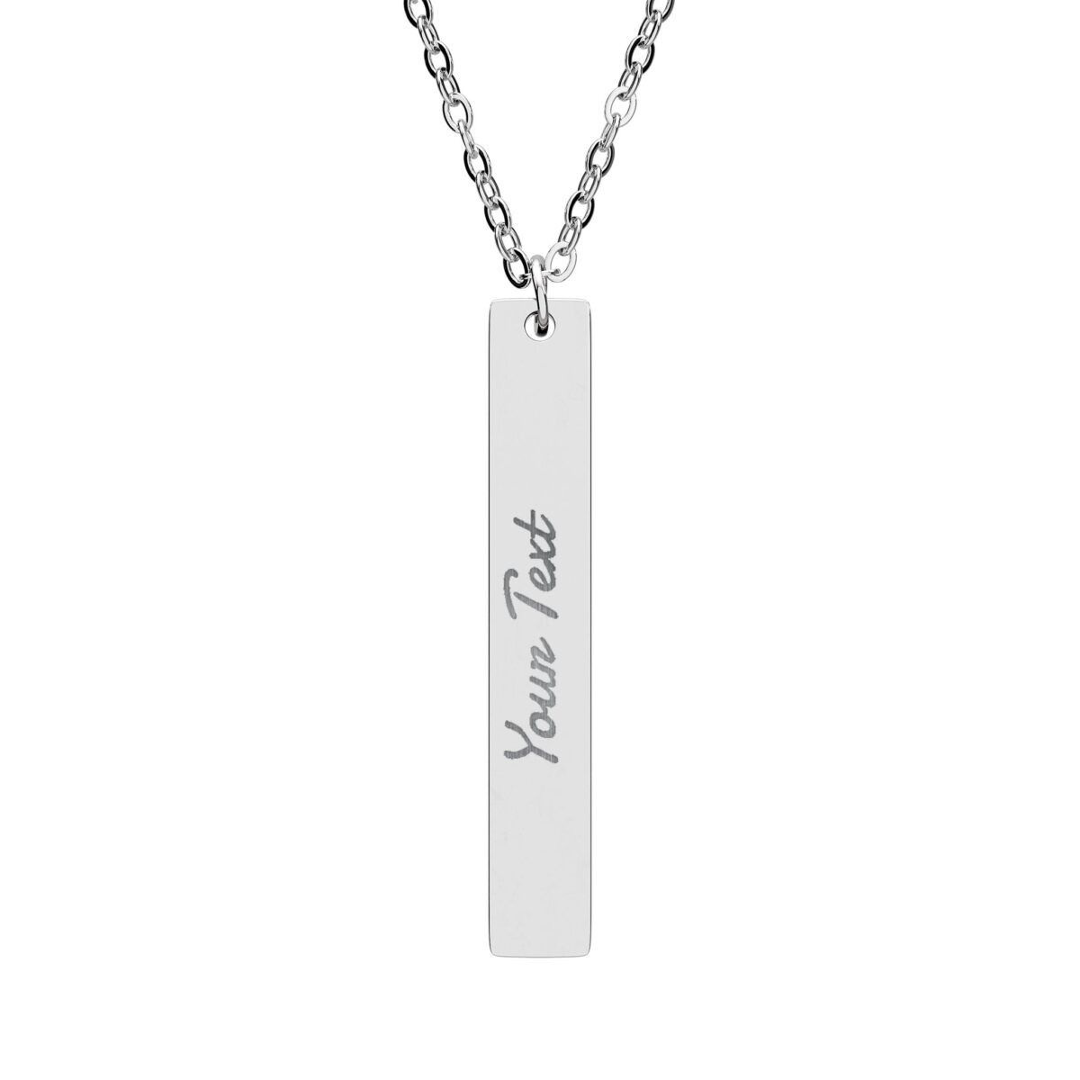 Engraved Vertical Bar Necklace, Personalized Stainless Steel Jewelry, Sophisticated Gift for Her, Custom Pendant with Clean Lines, Elegant - Image 1
