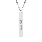 Engraved Vertical Bar Necklace, Personalized Stainless Steel Jewelry, Sophisticated Gift for Her, Custom Pendant with Clean Lines, Elegant
