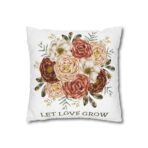 Square Pillowcase, Floral and Striped Design, Home Decor Accent, Housewarming Gift, Vibrant Polyester Cushion Cover, Dorm Room Decoration - Image 3
