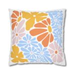 Square Pillowcase, Floral and Striped Design, Home Decor Accent, Housewarming Gift, Vibrant Polyester Cushion Cover, Dorm Room Decoration - Image 17