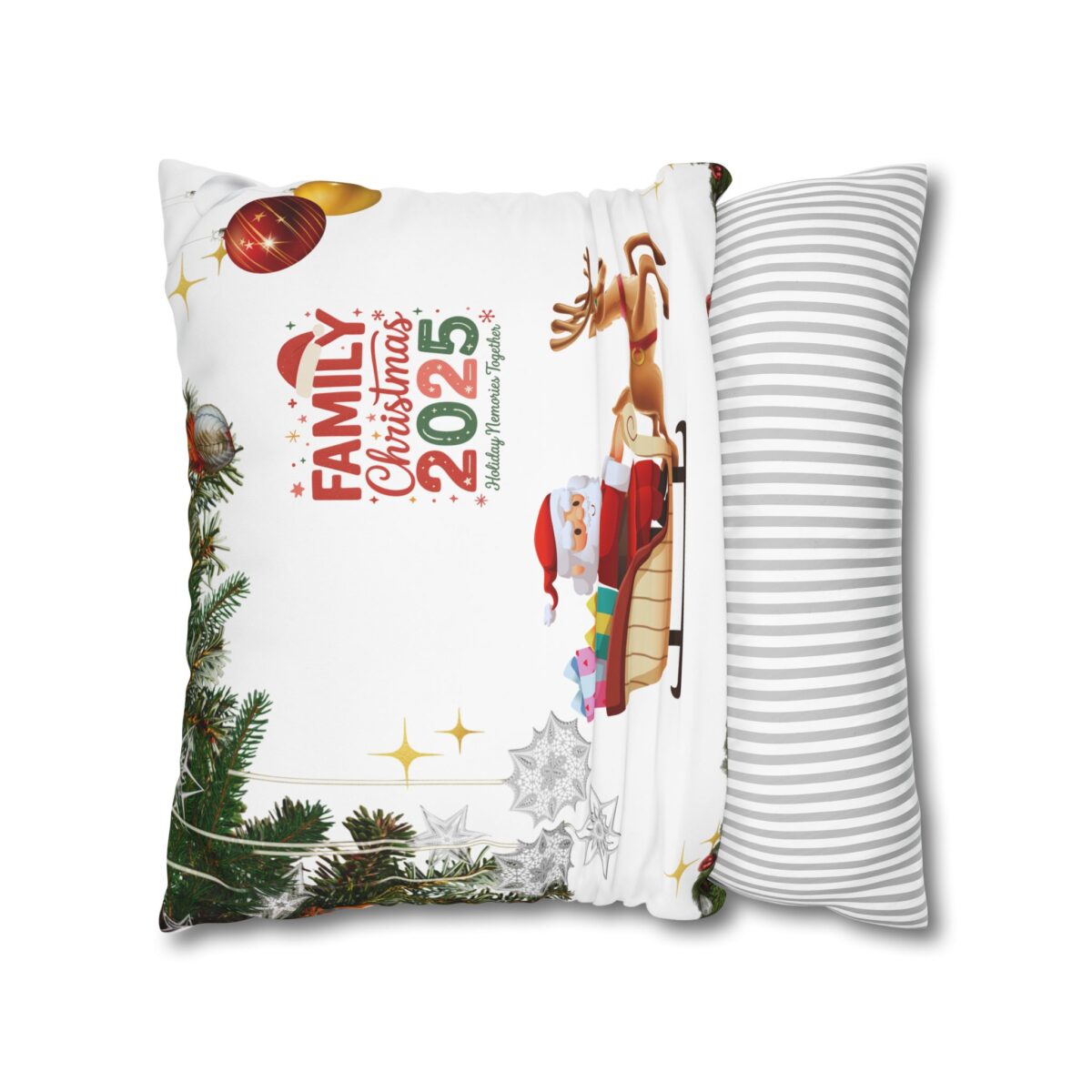 Festive Pillowcase, Holiday Home Decor, Christmas New Year Gift, Square Poly Canvas Pillow Cover, Vibrant Festive Atmosphere - Image 12