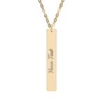 Engraved Vertical Bar Necklace, Personalized Stainless Steel Jewelry, Sophisticated Gift for Her, Custom Pendant with Clean Lines, Elegant - Image 3