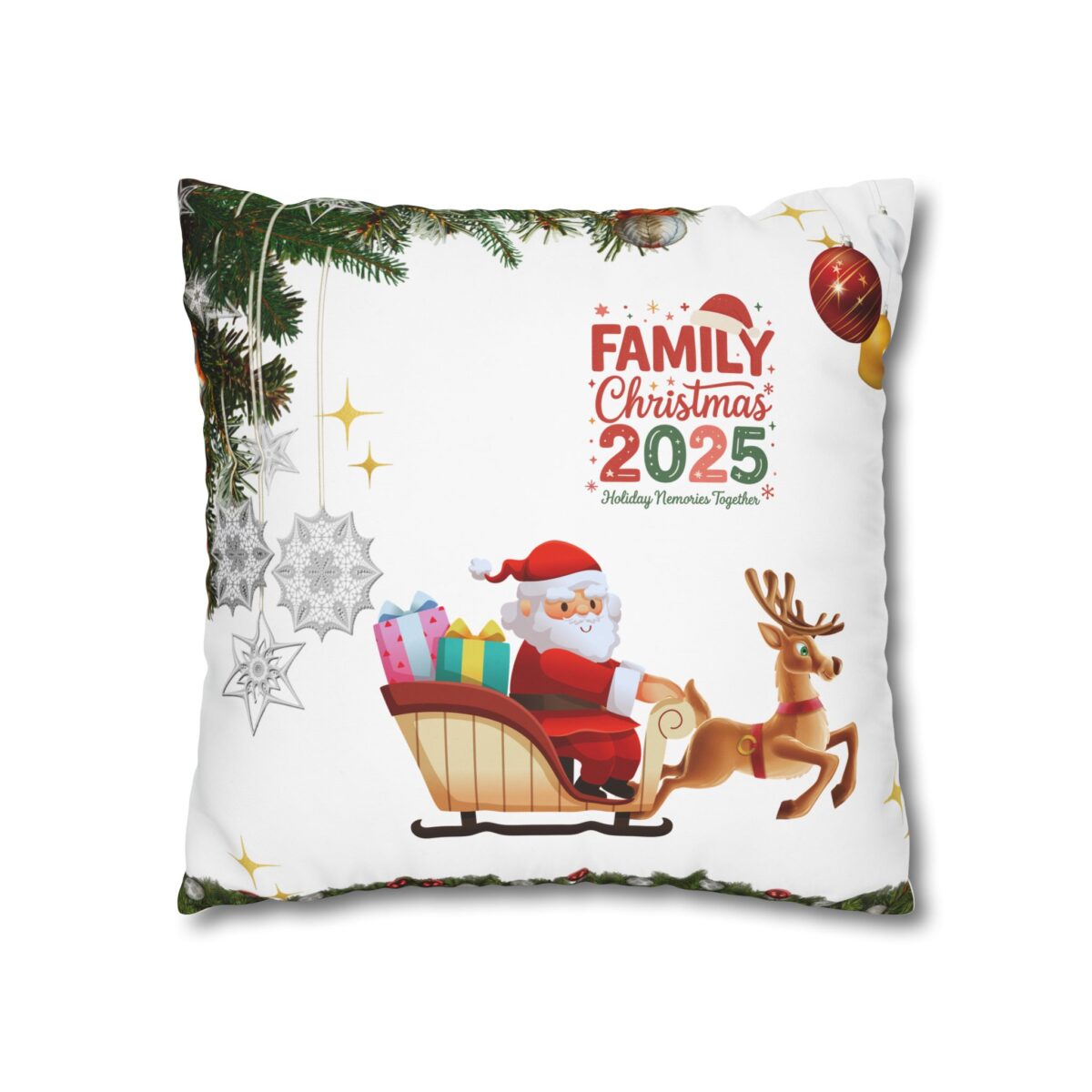 Festive Pillowcase, Holiday Home Decor, Christmas New Year Gift, Square Poly Canvas Pillow Cover, Vibrant Festive Atmosphere - Image 7