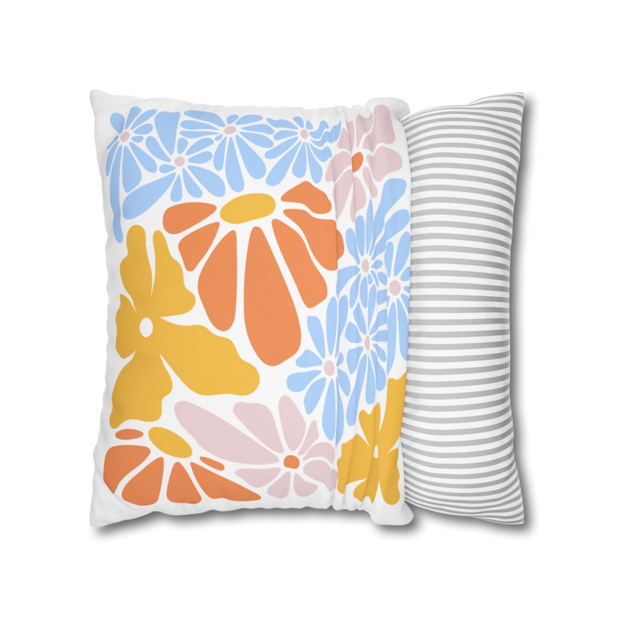 Square Pillowcase, Floral and Striped Design, Home Decor Accent, Housewarming Gift, Vibrant Polyester Cushion Cover, Dorm Room Decoration - Image 10