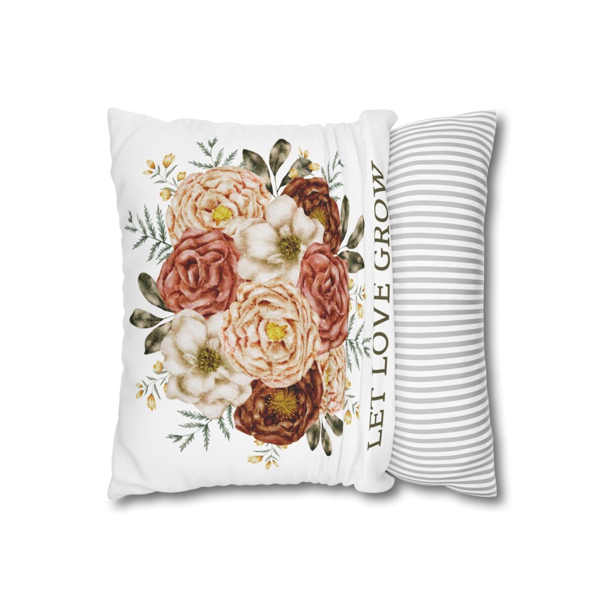Square Pillowcase, Floral and Striped Design, Home Decor Accent, Housewarming Gift, Vibrant Polyester Cushion Cover, Dorm Room Decoration - Image 4