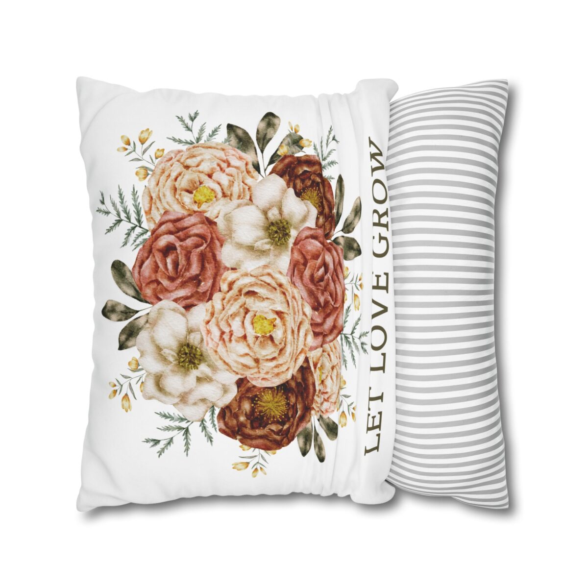 Square Pillowcase, Floral and Striped Design, Home Decor Accent, Housewarming Gift, Vibrant Polyester Cushion Cover, Dorm Room Decoration - Image 16