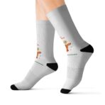 Cozy Crew Sublimation Socks, Fleece-Lined Warmth, Playful All-Over Print, Unisex Fit, Home Wear, Layered Style, Comfortable Relaxation,