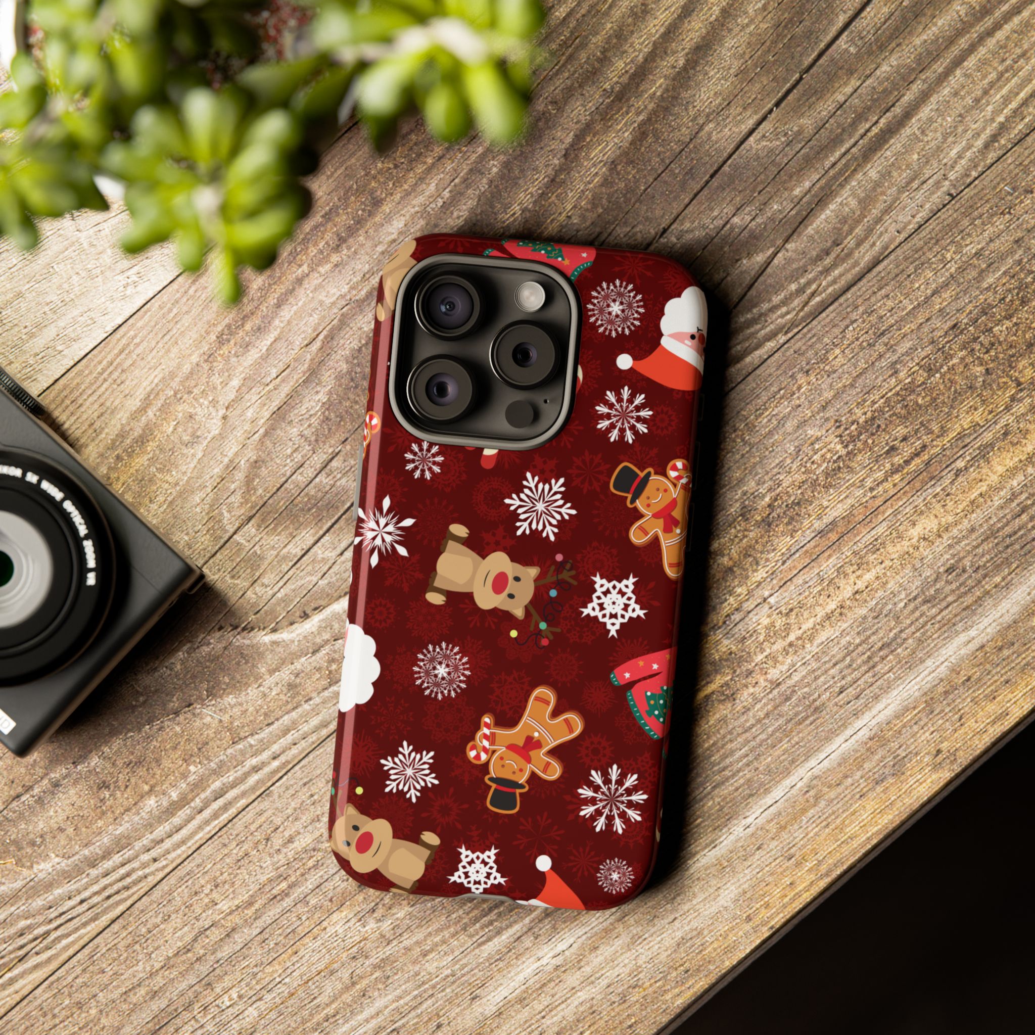 16314283865899578832_2048.jpeg Christmas Pattern Phone Case — Santa, Reindeer & Gingerbread Holiday iPhone Cover - Image 1