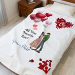 Love Script Cozy Winter Velveteen Plush Blanket - Image 3