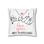 Festive Floral Striped Square Pillowcase | Polyester Valentine Decor - Image 3