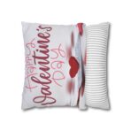Festive Floral Striped Square Pillowcase | Polyester Valentine Decor - Image 6