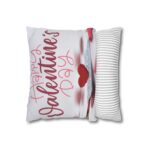 Festive Floral Striped Square Pillowcase | Polyester Valentine Decor - Image 2