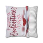 Festive Floral Striped Square Pillowcase | Polyester Valentine Decor - Image 14