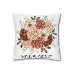 Festive Floral and Striped Square Pillowcase - Vibrant Polyester Cushion Cover for Christmas Home Decor - Image 3