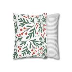 Festive Holiday Home Decor Square Poly Canvas Pillowcase | Vibrant Christmas Pillow Cover - Image 4