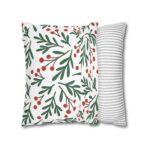 Festive Holiday Home Decor Square Poly Canvas Pillowcase | Vibrant Christmas Pillow Cover - Image 12