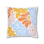 Festive Floral and Striped Square Pillowcase - Vibrant Polyester Cushion Cover for Christmas Home Decor - Image 9