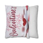 Festive Floral Striped Square Pillowcase | Polyester Valentine Decor - Image 18