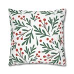 Festive Holiday Home Decor Square Poly Canvas Pillowcase | Vibrant Christmas Pillow Cover - Image 19
