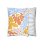 Festive Floral and Striped Square Pillowcase - Vibrant Polyester Cushion Cover for Christmas Home Decor - Image 6