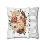 Festive Floral and Striped Square Pillowcase - Vibrant Polyester Cushion Cover for Christmas Home Decor - Image 12