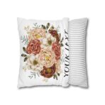 Festive Floral and Striped Square Pillowcase - Vibrant Polyester Cushion Cover for Christmas Home Decor - Image 8