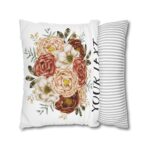 Festive Floral and Striped Square Pillowcase - Vibrant Polyester Cushion Cover for Christmas Home Decor - Image 16