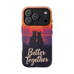 Better Together Cat Phone Case UK, Sunset Cat Silhouette Aesthetic Cover, Cute Couple Pet Design, Dual Layer Shockproof Glossy Matte Gift - Image 38