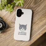 Grumpy Cat Illustration I'd Rather Be Napping Phone Case | Cute Cat Face - Image 16