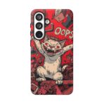 Graffiti Cat Phone Case UK, Street Art Aesthetic Cover, Bold Red Cartoon Cat Design, Dual Layer Shockproof Protective Glossy Matte Case - Image 47