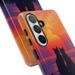 Better Together Cat Phone Case UK, Sunset Cat Silhouette Aesthetic Cover, Cute Couple Pet Design, Dual Layer Shockproof Glossy Matte Gift - Image 46
