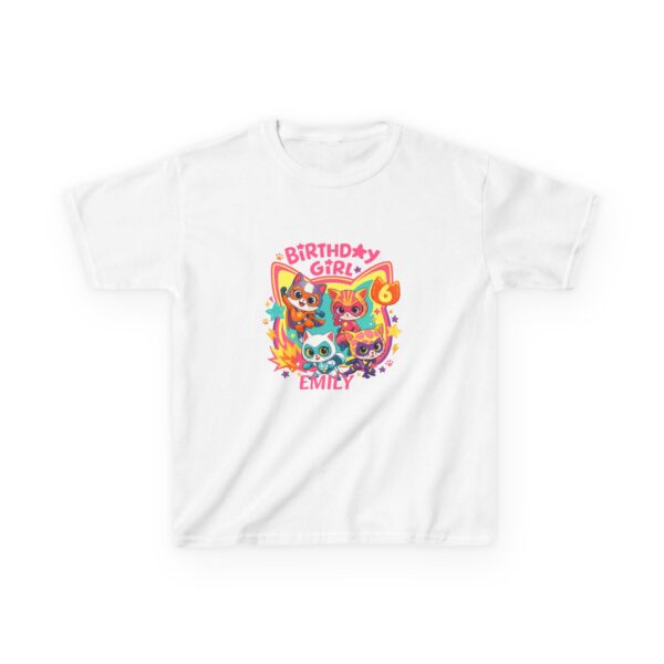 SuperKitties Birthday Girl Kids Tee | Custom Super Cat Party, Personalized Kitties Matching Shirt