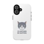 Grumpy Cat Illustration I'd Rather Be Napping Phone Case | Cute Cat Face