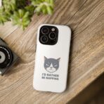 Grumpy Cat Illustration I'd Rather Be Napping Phone Case | Cute Cat Face - Image 20