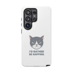 Grumpy Cat Illustration I'd Rather Be Napping Phone Case | Cute Cat Face - Image 49