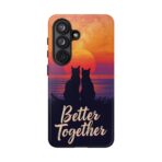 Better Together Cat Phone Case UK, Sunset Cat Silhouette Aesthetic Cover, Cute Couple Pet Design, Dual Layer Shockproof Glossy Matte Gift - Image 41