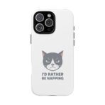 Grumpy Cat Illustration I'd Rather Be Napping Phone Case | Cute Cat Face - Image 29