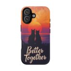 Better Together Cat Phone Case UK, Sunset Cat Silhouette Aesthetic Cover, Cute Couple Pet Design, Dual Layer Shockproof Glossy Matte Gift - Image 34