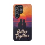 Better Together Cat Phone Case UK, Sunset Cat Silhouette Aesthetic Cover, Cute Couple Pet Design, Dual Layer Shockproof Glossy Matte Gift - Image 51