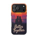Better Together Cat Phone Case UK, Sunset Cat Silhouette Aesthetic Cover, Cute Couple Pet Design, Dual Layer Shockproof Glossy Matte Gift - Image 40