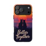 Better Together Cat Phone Case UK, Sunset Cat Silhouette Aesthetic Cover, Cute Couple Pet Design, Dual Layer Shockproof Glossy Matte Gift - Image 39