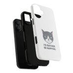 Grumpy Cat Illustration I'd Rather Be Napping Phone Case | Cute Cat Face - Image 11