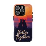 Better Together Cat Phone Case UK, Sunset Cat Silhouette Aesthetic Cover, Cute Couple Pet Design, Dual Layer Shockproof Glossy Matte Gift - Image 17
