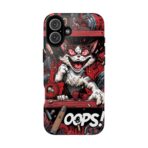 Mischievous Cat 'Oops!' Phone Case | Protective iPhone Cover, Red Black Cartoon - Image 9