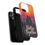 Better Together Cat Phone Case UK, Sunset Cat Silhouette Aesthetic Cover, Cute Couple Pet Design, Dual Layer Shockproof Glossy Matte Gift - Image 31